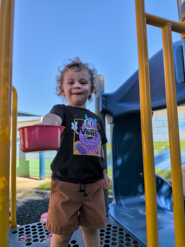 A happy playground hello at Kingston Academy